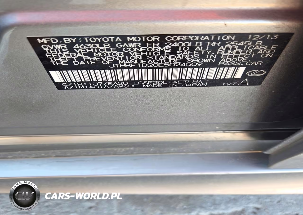2014 Lexus Is 250 VIN:JTHBF1D20E5024509 - 12