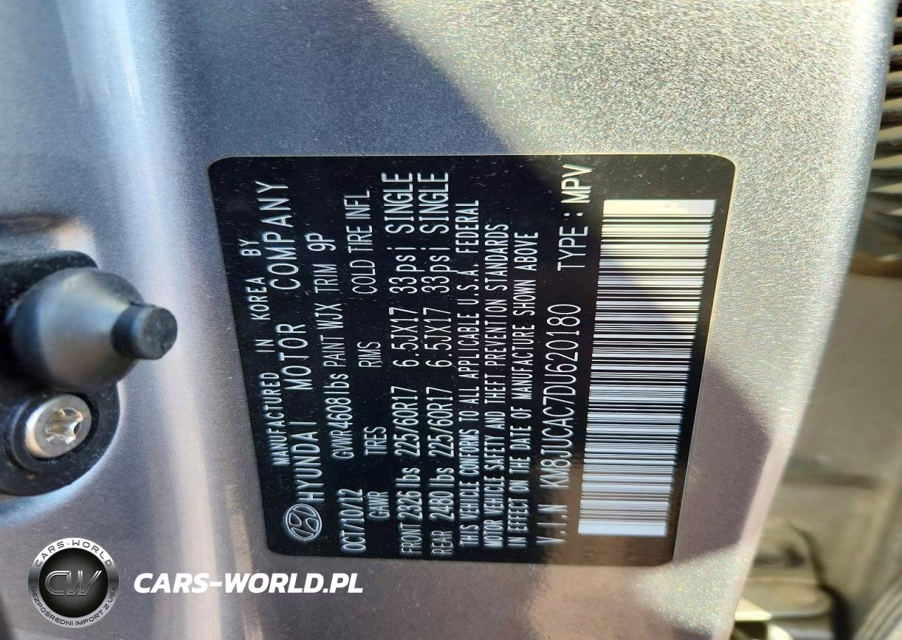 2013 Hyundai Tucson Gls VIN:KM8JUCAC7DU620180 - 13