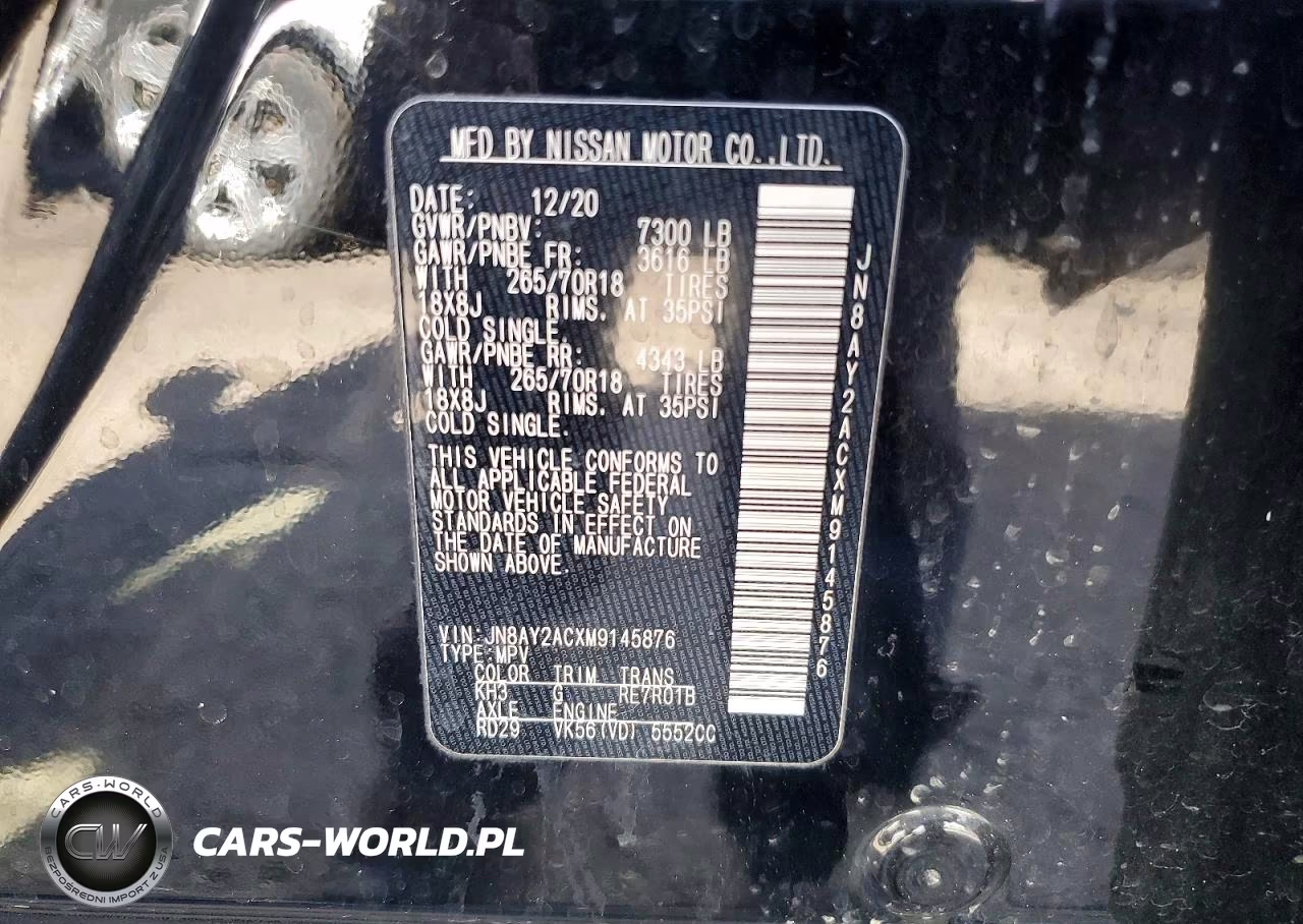 2021 Nissan Armada Sv VIN:JN8AY2ACXM9145876 - 13