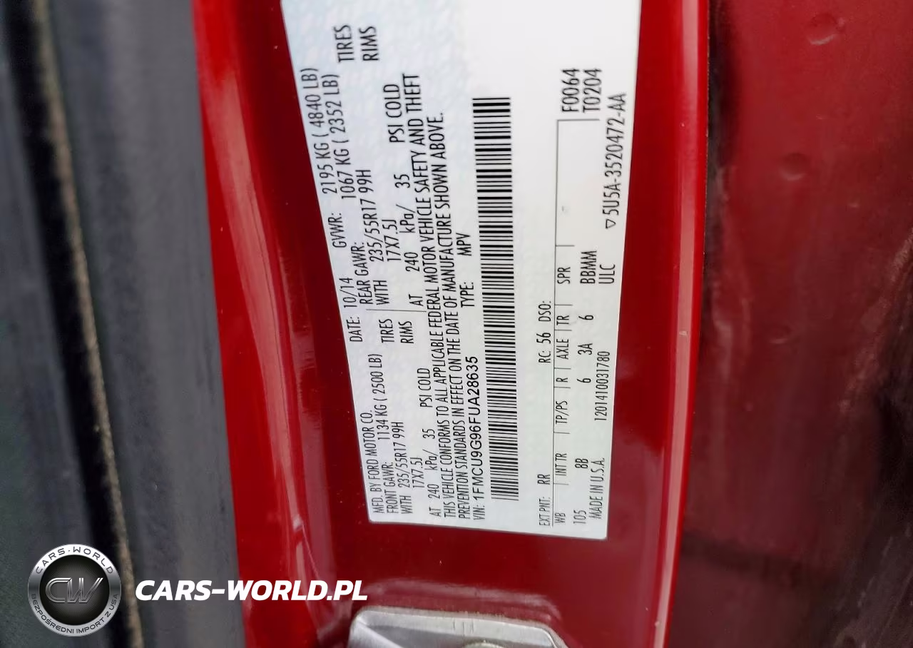 2015 Ford Escape Se VIN:1FMCU9G96FUA28635 - 12