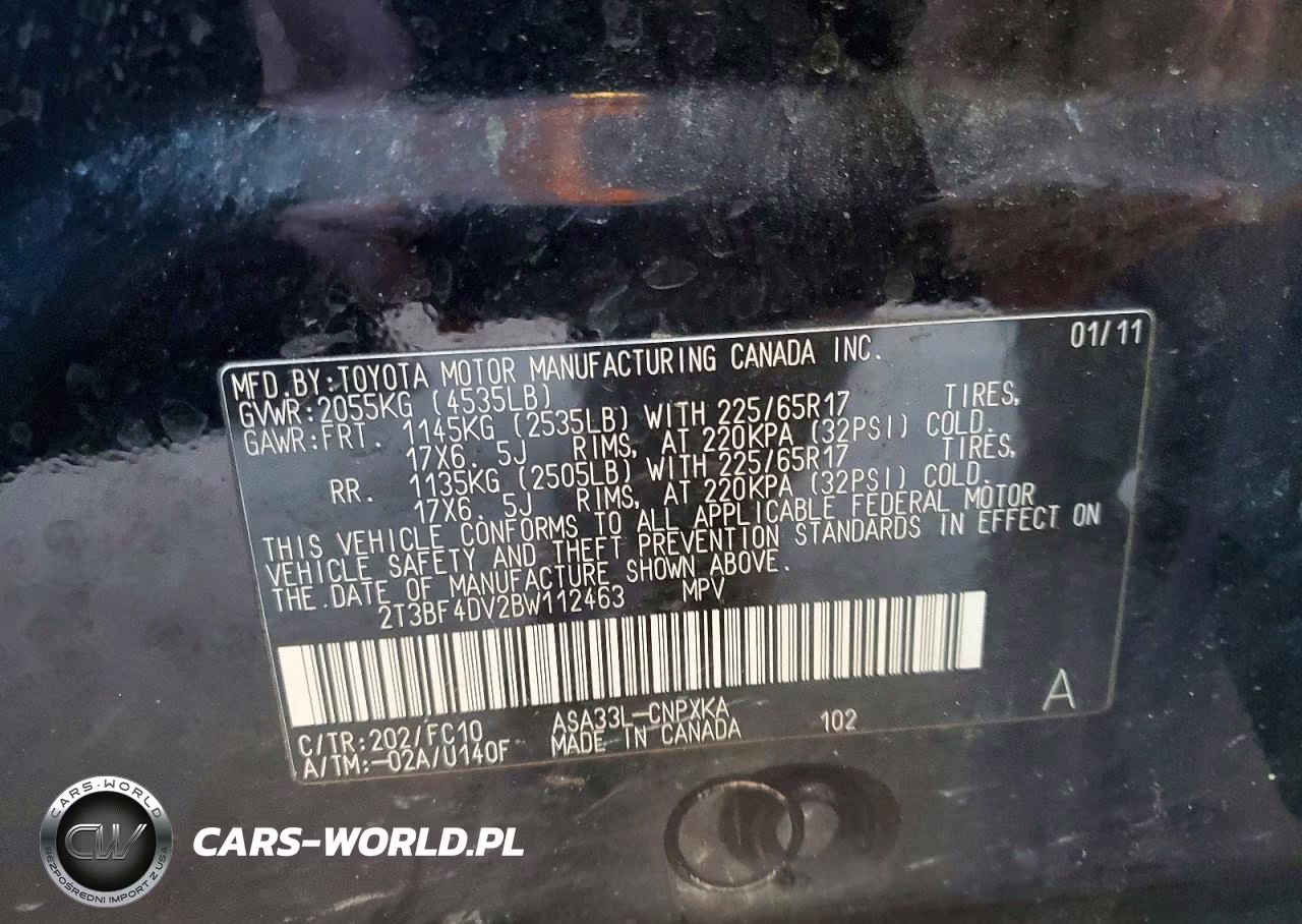 2011 Toyota Rav4 Base VIN:2T3BF4DV2BW112463 - 13
