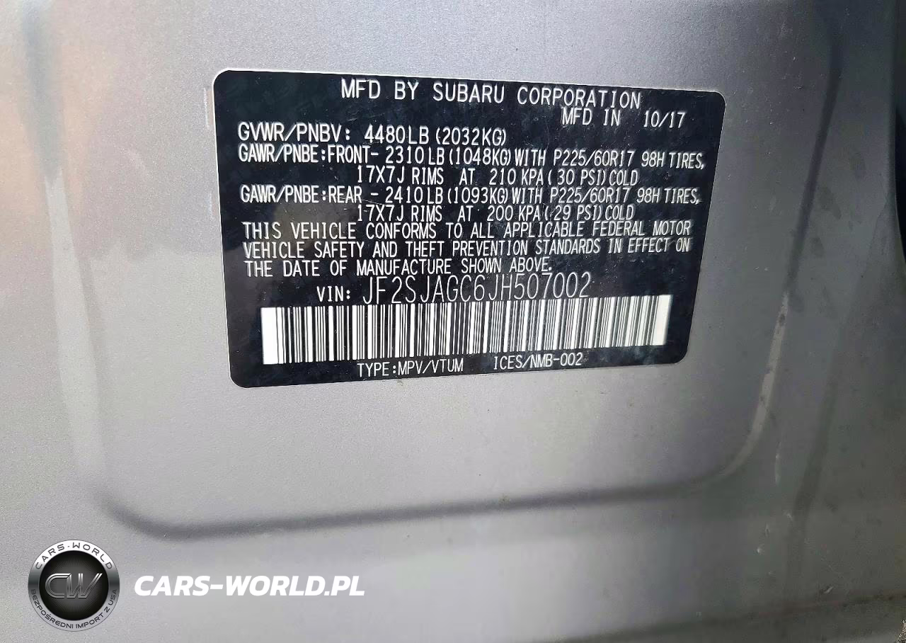2018 Subaru Forester 2.5I Premium VIN:JF2SJAGC6JH507002 - 13