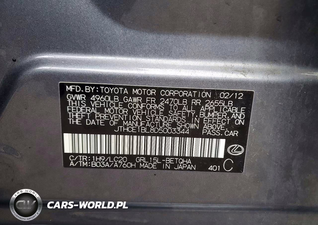 2013 Lexus Gs 350 VIN:JTHCE1BL8D5003344 - 12