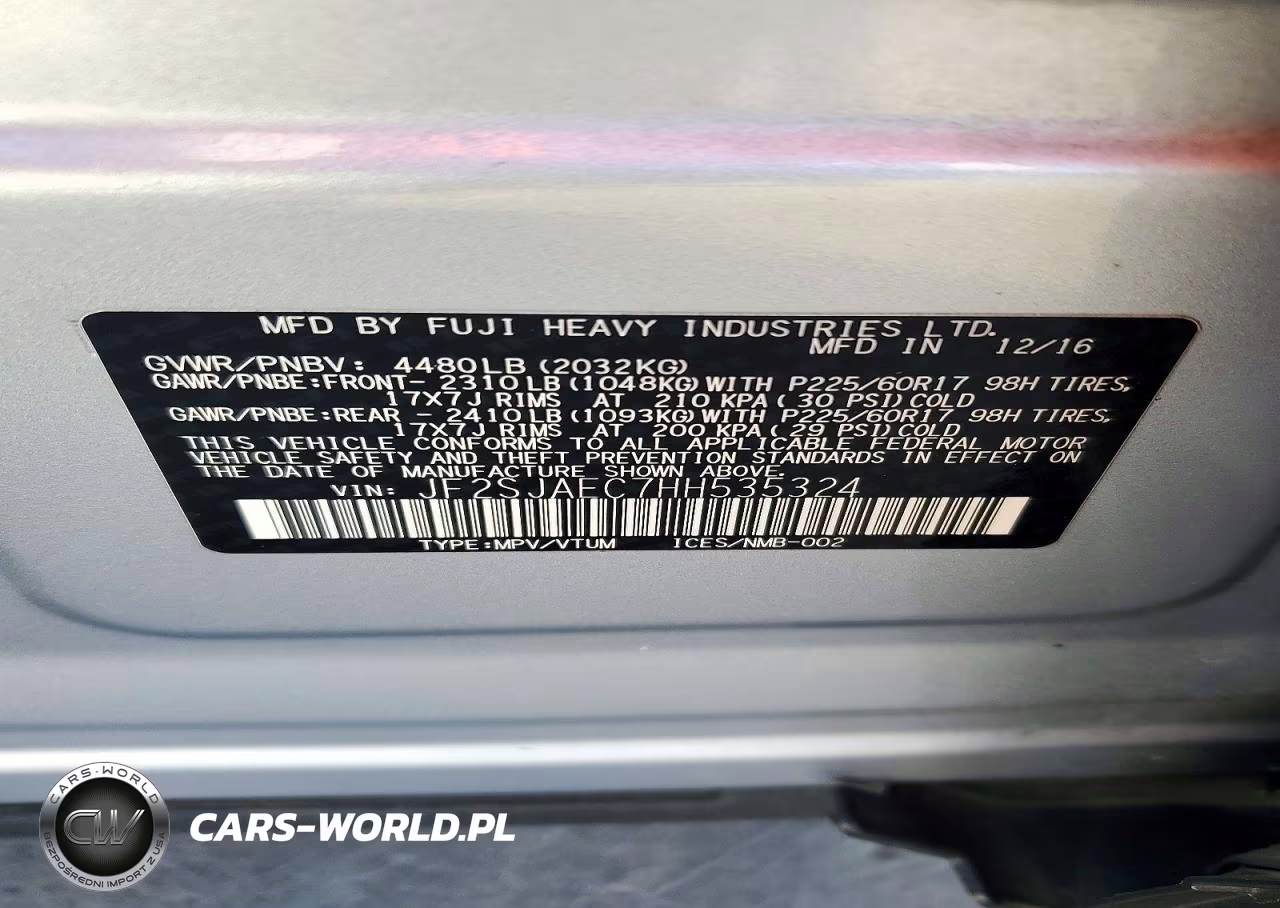 2017 Subaru Forester 2.5I Premium VIN:JF2SJAEC7HH535324 - 12