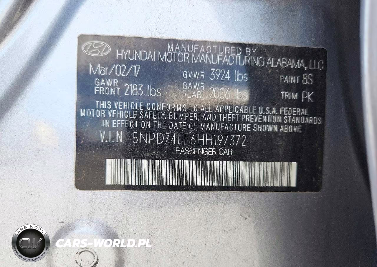2017 Hyundai Elantra Se VIN:5NPD74LF6HH197372 - 12