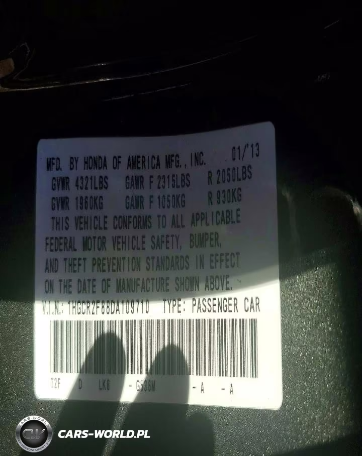 2013 Honda Accord Exl VIN:1HGCR2F88DA109710 - 12