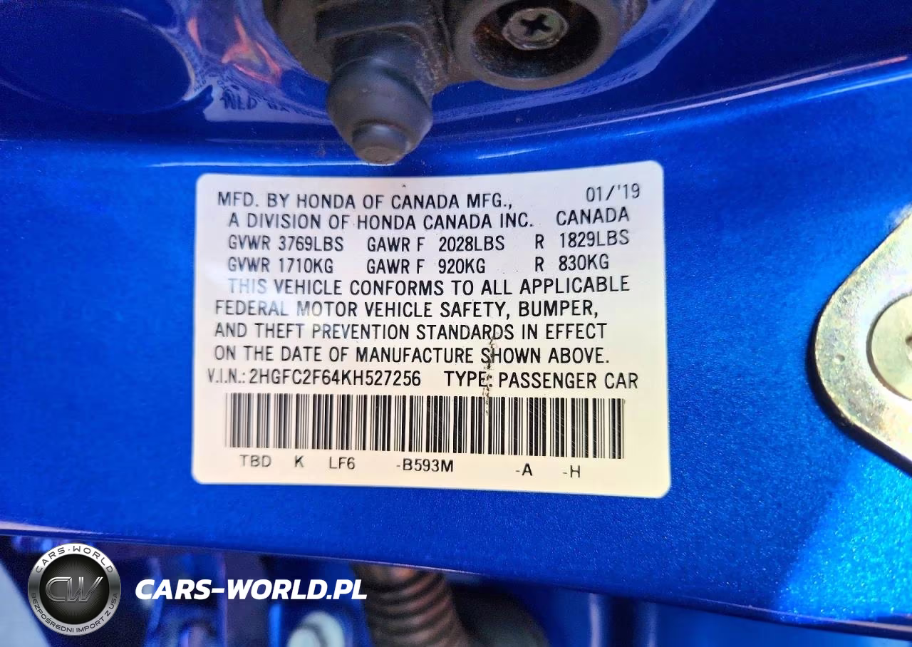 2019 Honda Civic Lx VIN:2HGFC2F64KH527256 - 12