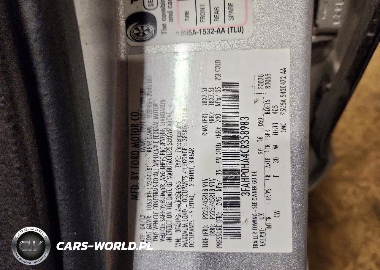2012 Ford Fusion Se VIN:3FAHP0HA4CR358983 - 12