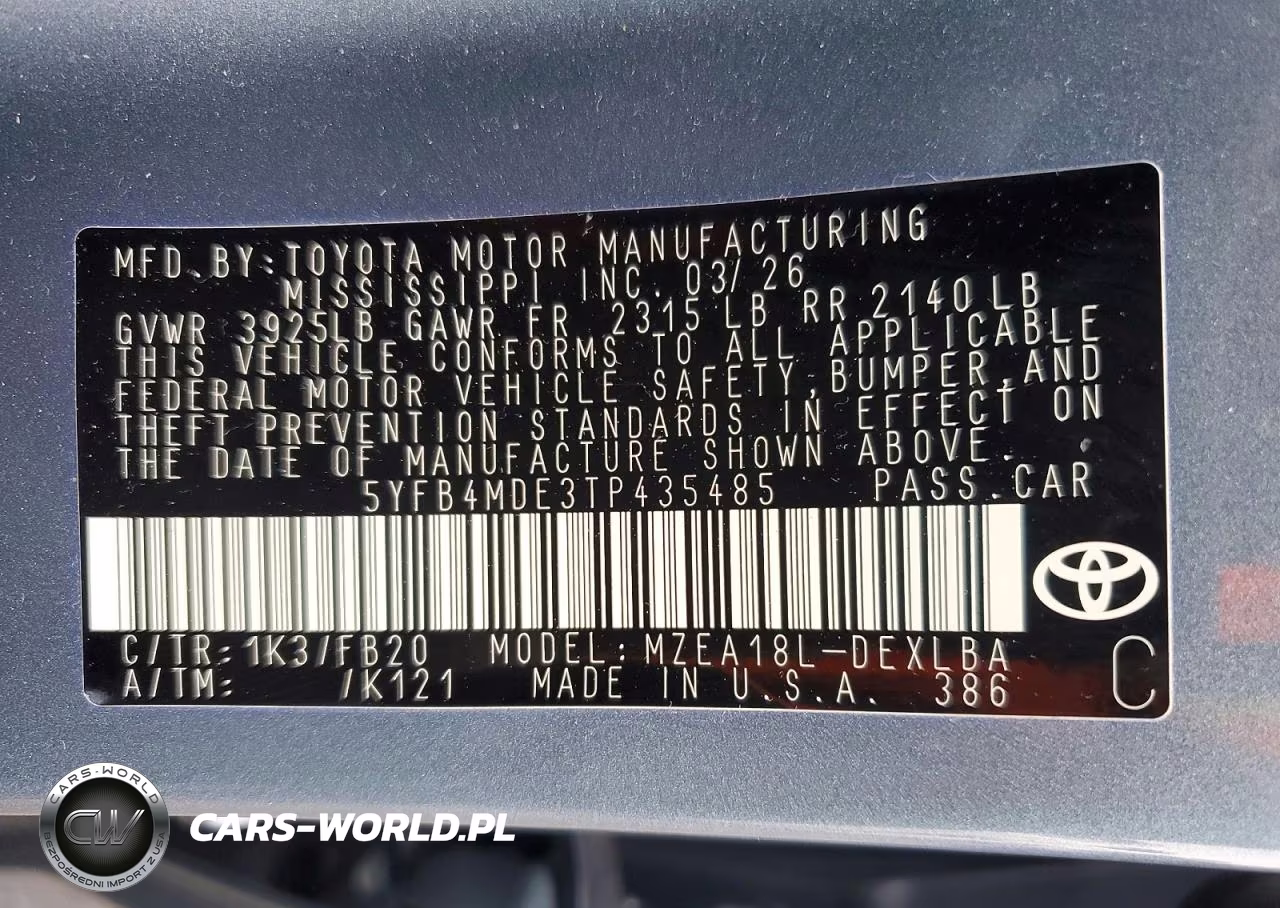 2026 Toyota Corolla Le VIN:5YFB4MDE3TP435485 - 13