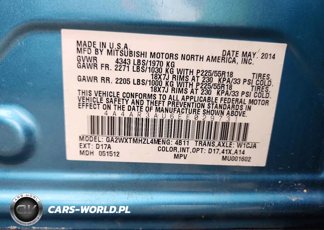 2014 Mitsubishi Outlander Sport Es VIN:4A4AR3AU6EE029731 - 13