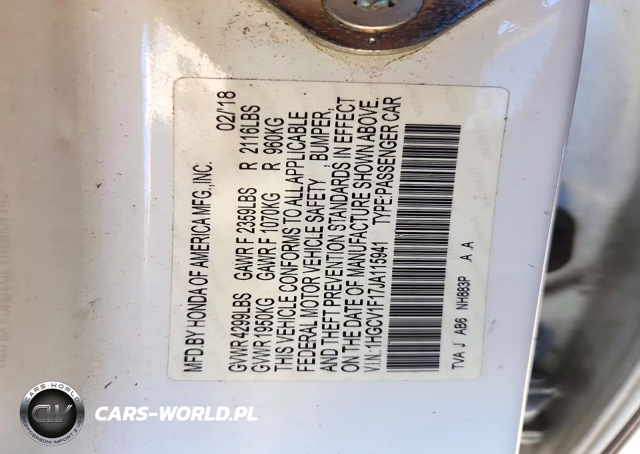 2018 Honda Accord Lx VIN:1HGCV1F17JA115941 - 12