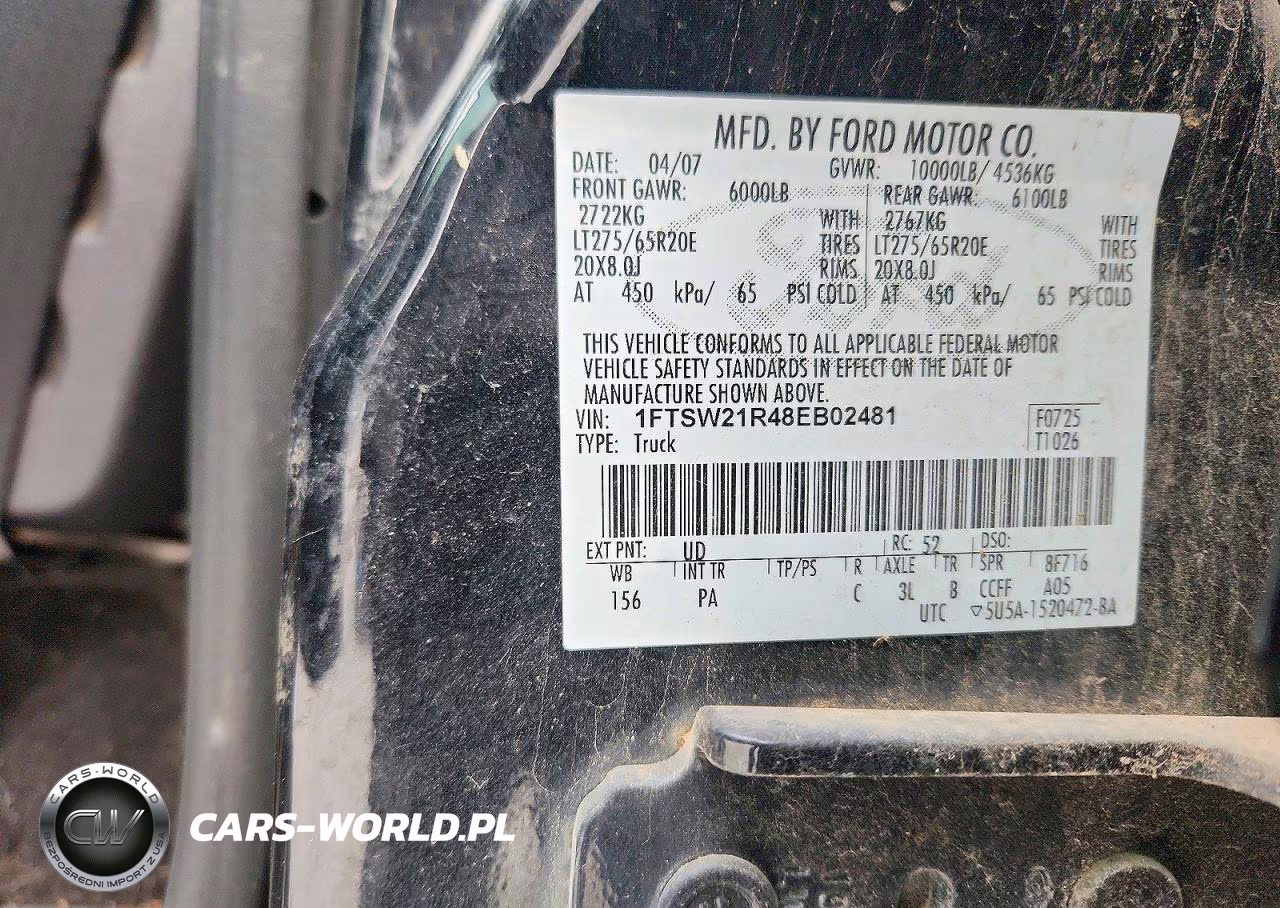 2008 Ford F250 Super Duty VIN:1FTSW21R48EB02481 - 12