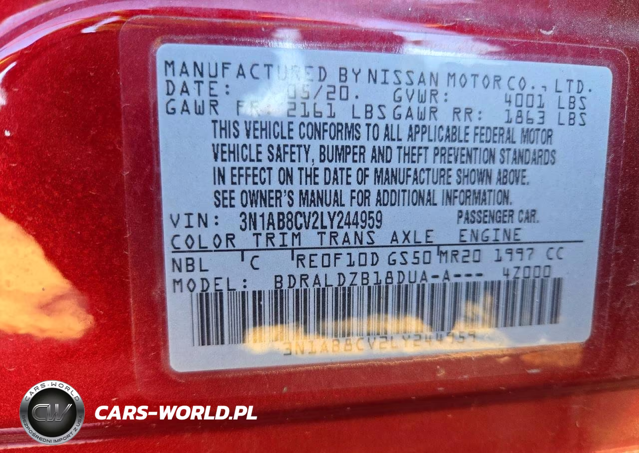2020 Nissan Sentra Sv VIN:3N1AB8CV2LY244959 - 12