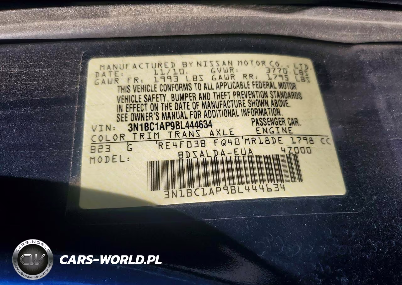 2011 Nissan Versa 1.8 S VIN:3N1BC1AP9BL444634 - 12