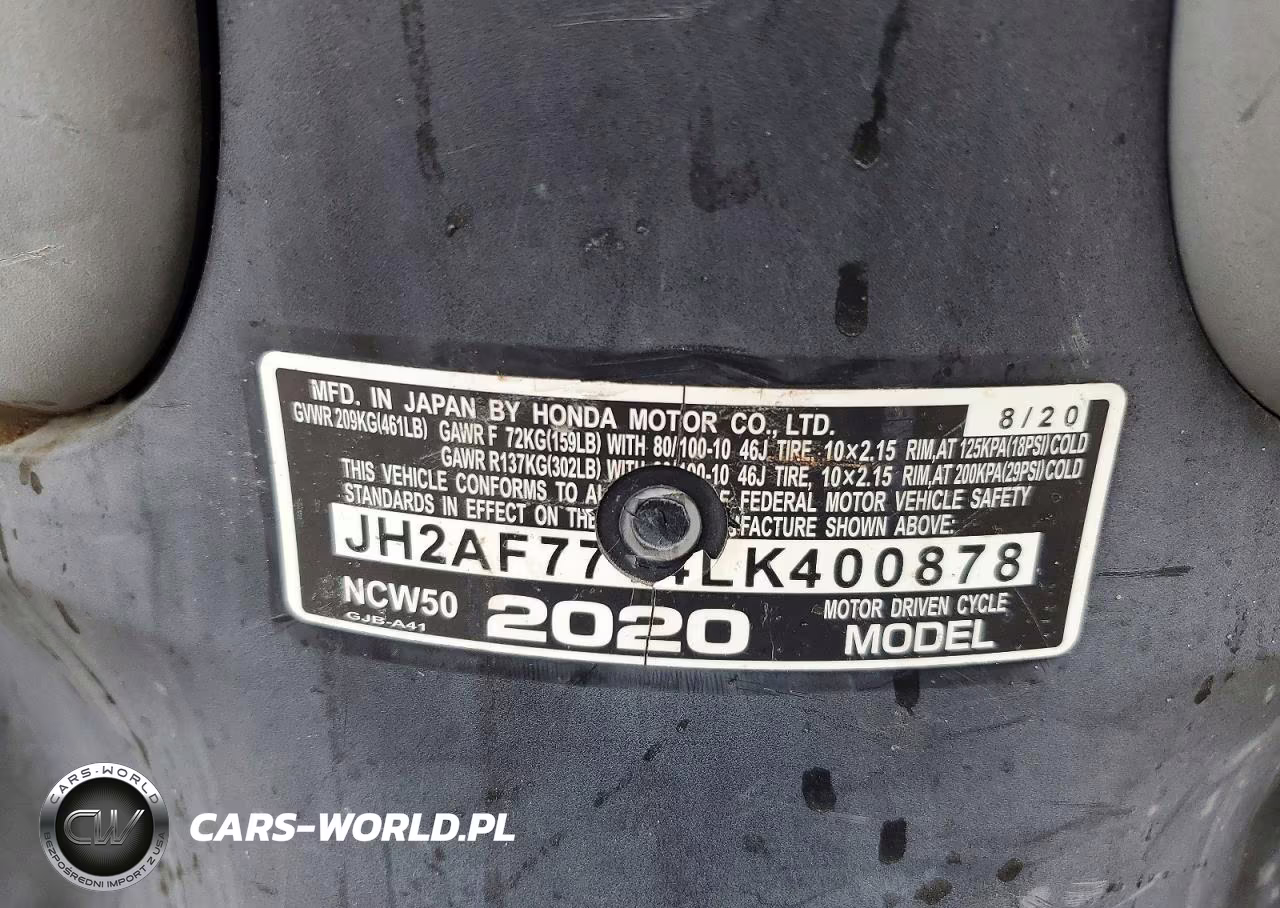 2020 Honda Ncw50 VIN:JH2AF7714LK400878 - 9