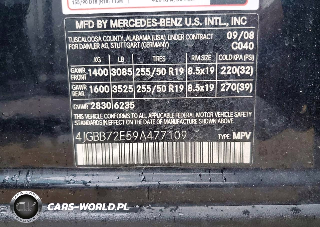 2009 Mercedes-Benz Ml 550 VIN:4JGBB72E59A477109 - 13