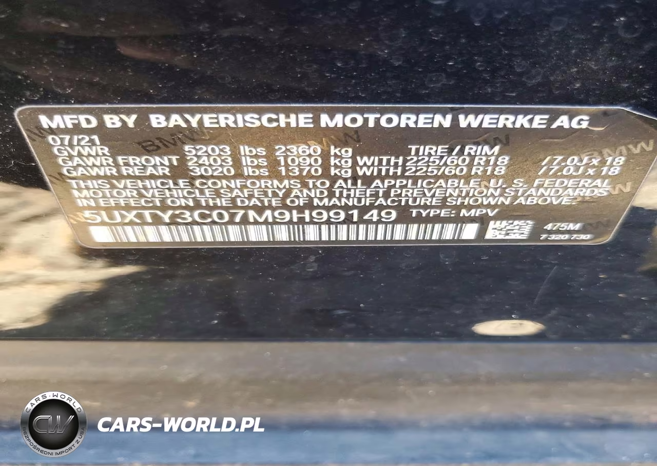 2021 BMW X3 Sdrive30I VIN:5UXTY3C07M9H99149 - 12