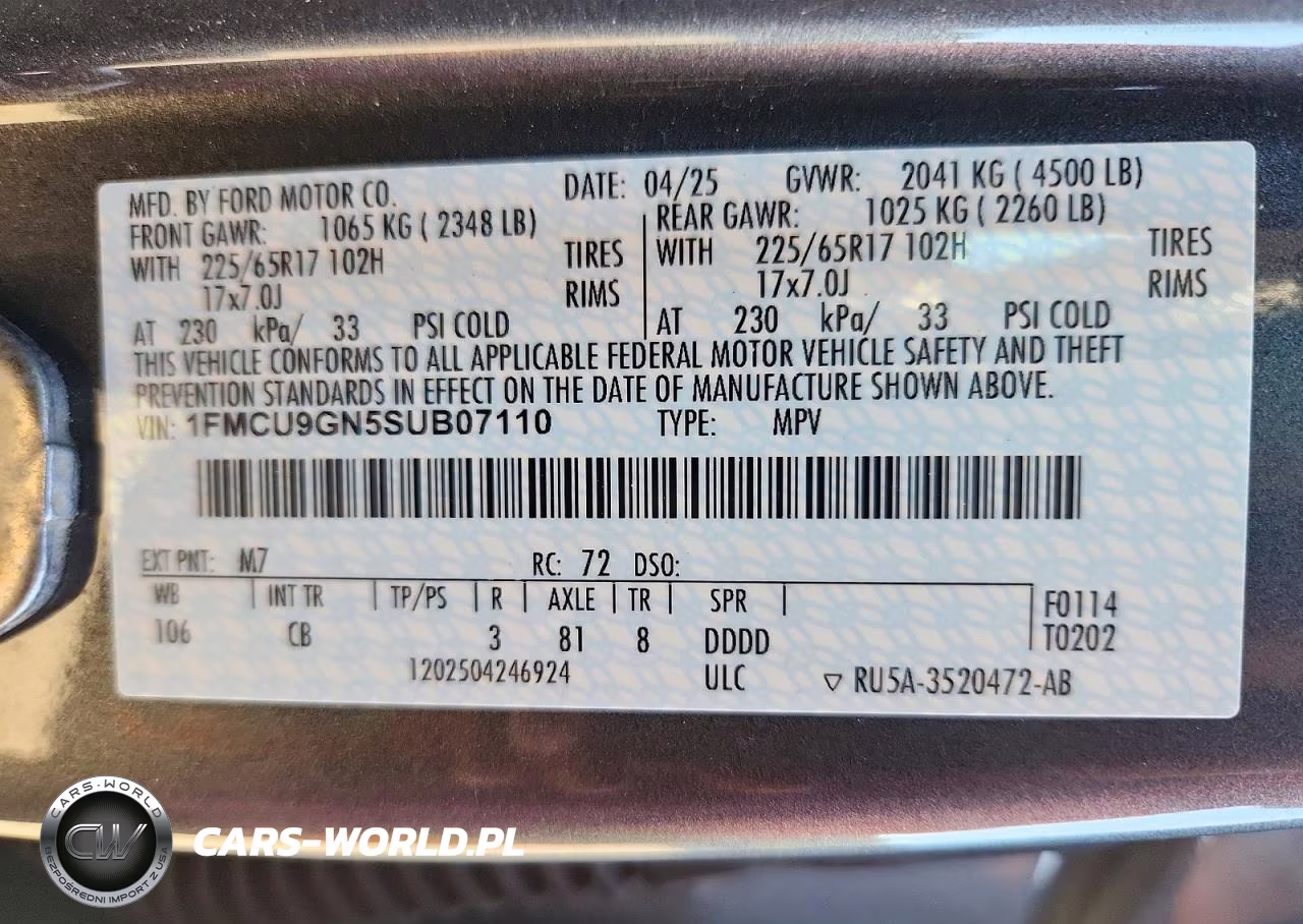 2025 Ford Escape Active VIN:1FMCU9GN5SUB07110 - 14