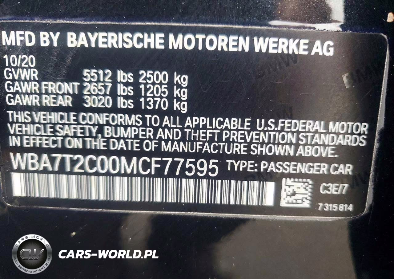 2021 BMW 740 I VIN:WBA7T2C00MCF77595 - 13