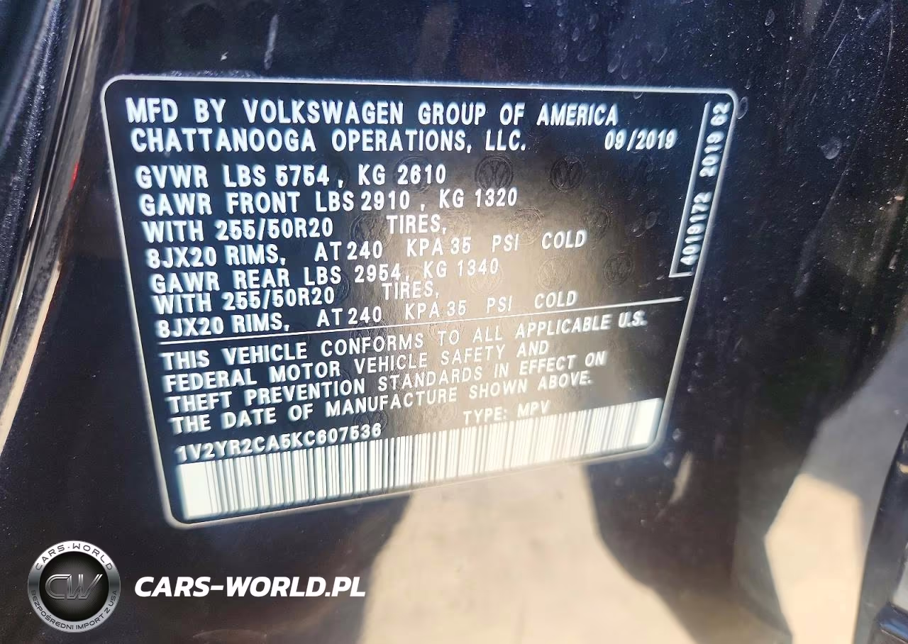 2019 Volkswagen Atlas Se VIN:1V2YR2CA5KC607536 - 13