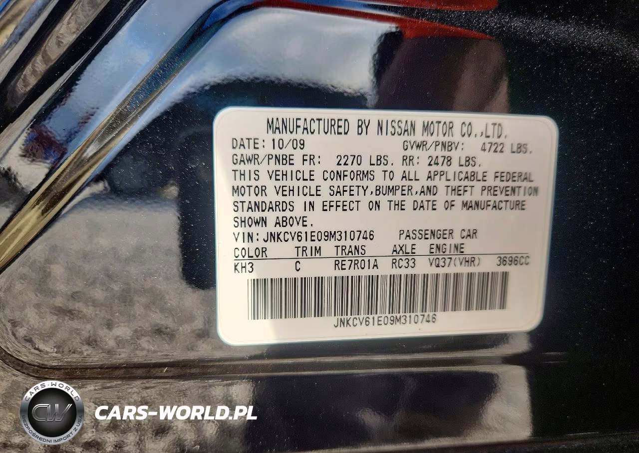 2009 Infiniti G37 Sedan Base VIN:JNKCV61E09M310746 - 12