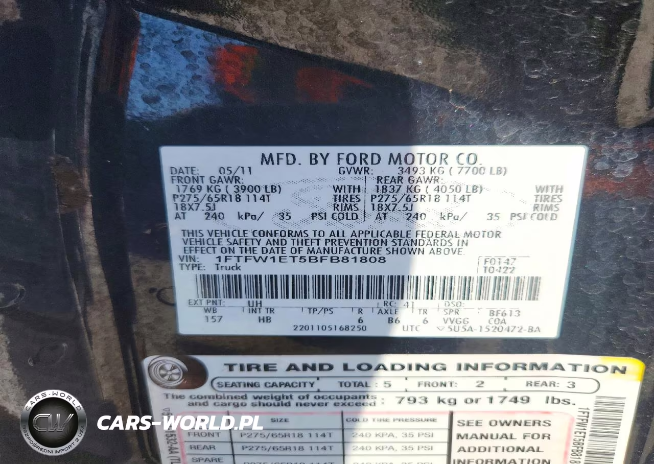 2011 Ford F150 Supercrew VIN:1FTFW1ET5BFB81808 - 12
