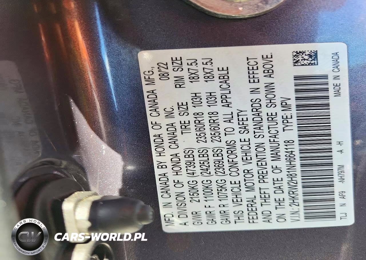 2022 Honda Cr-V Exl VIN:2HKRW2H81NH664118 - 13