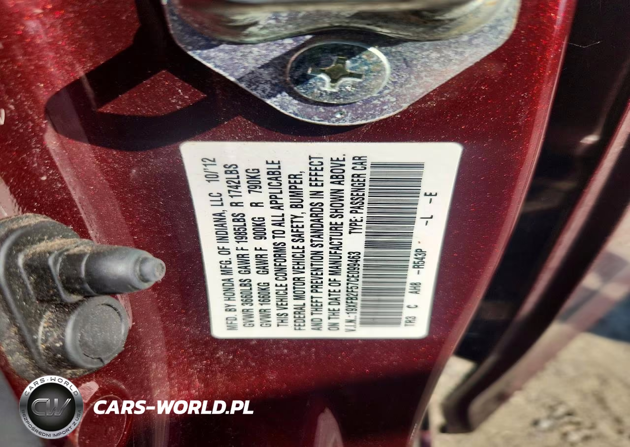 2012 Honda Civic Lx VIN:19XFB2F57CE099463 - 12