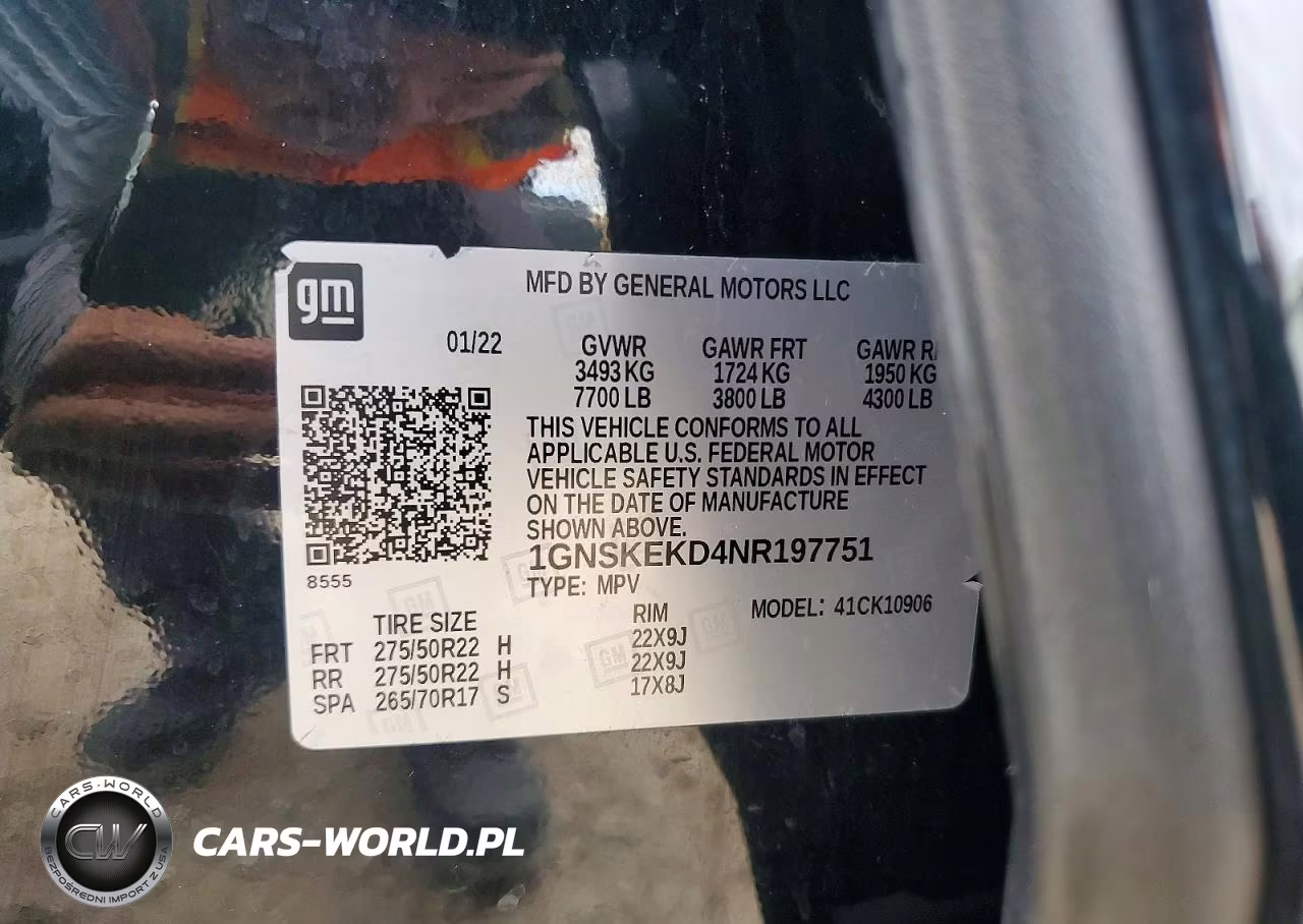 2022 Chevrolet Suburban K1500 Rst VIN:1GNSKEKD4NR197751 - 13