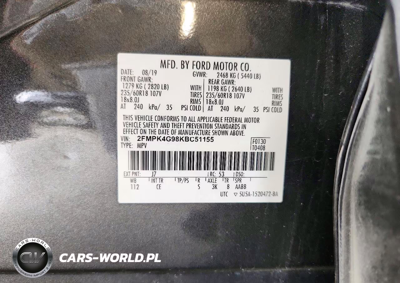 2019 Ford Edge Se VIN:2FMPK4G98KBC51155 - 13