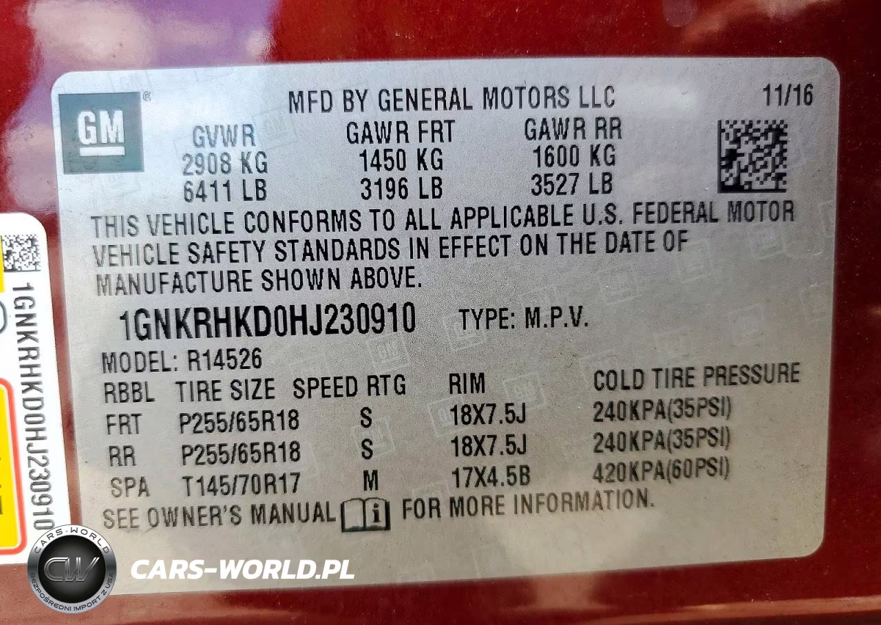 2017 Chevrolet Traverse Lt VIN:1GNKRHKD0HJ230910 - 13
