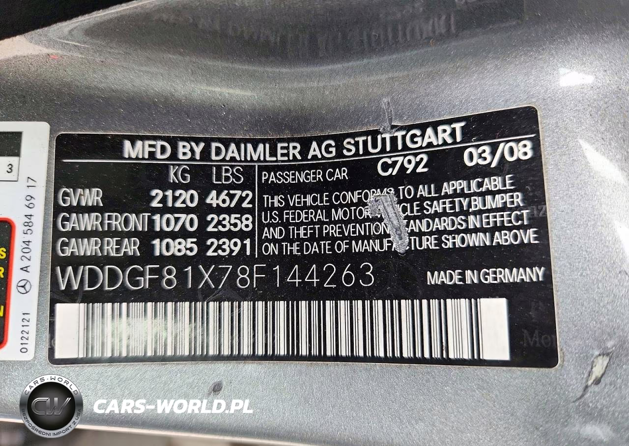 2008 Mercedes-Benz C 300 4Matic VIN:WDDGF81X78F144263 - 12