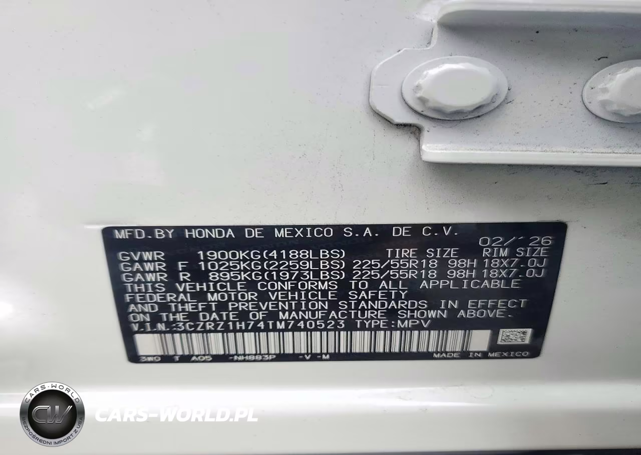 2026 Honda Hr-V Exl VIN:3CZRZ1H74TM740523 - 12