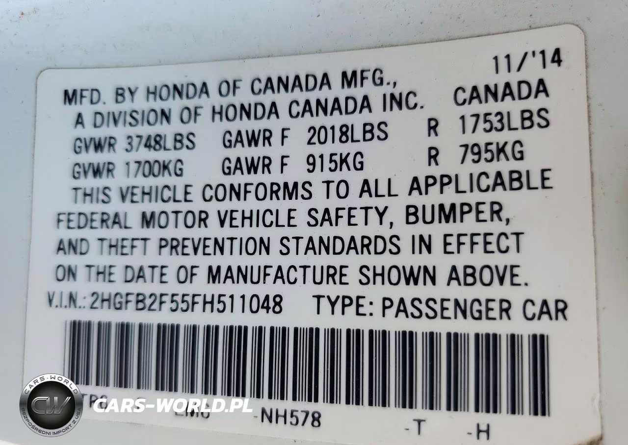 2015 Honda Civic Lx VIN:2HGFB2F55FH511048 - 13