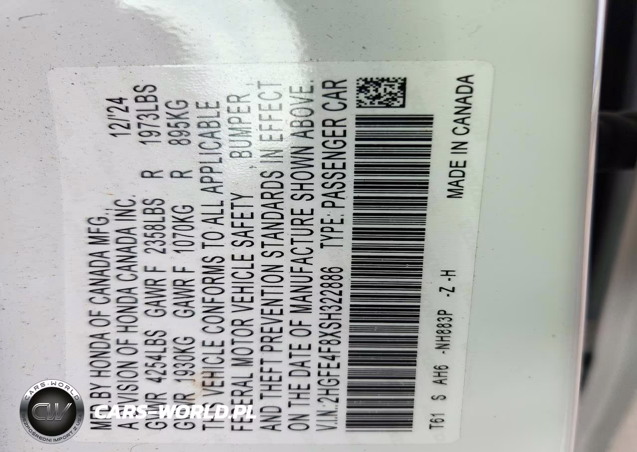 2025 Honda Civic Sport VIN:2HGFE4F8XSH322886 - 12