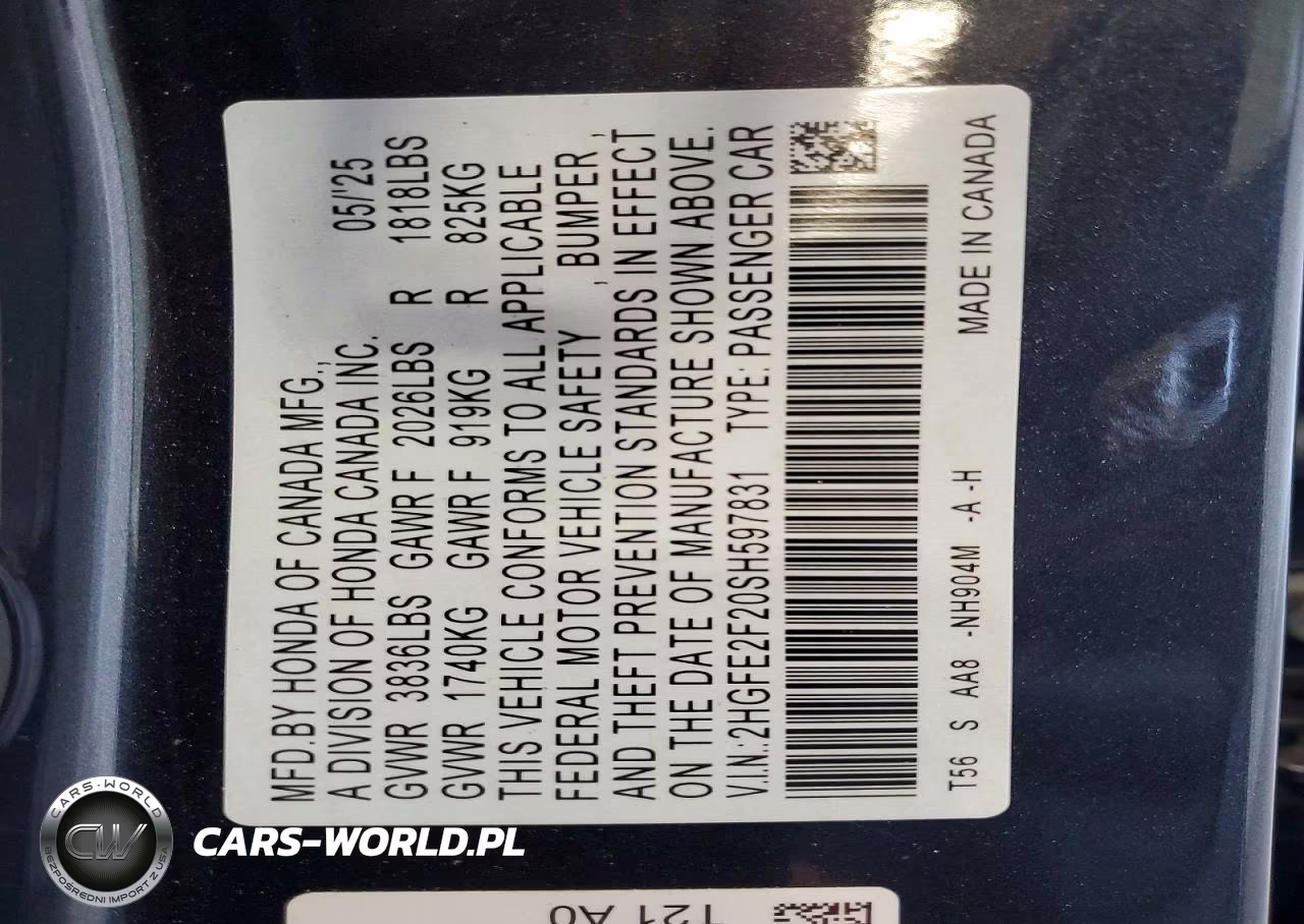2025 Honda Civic Lx VIN:2HGFE2F20SH597831 - 13