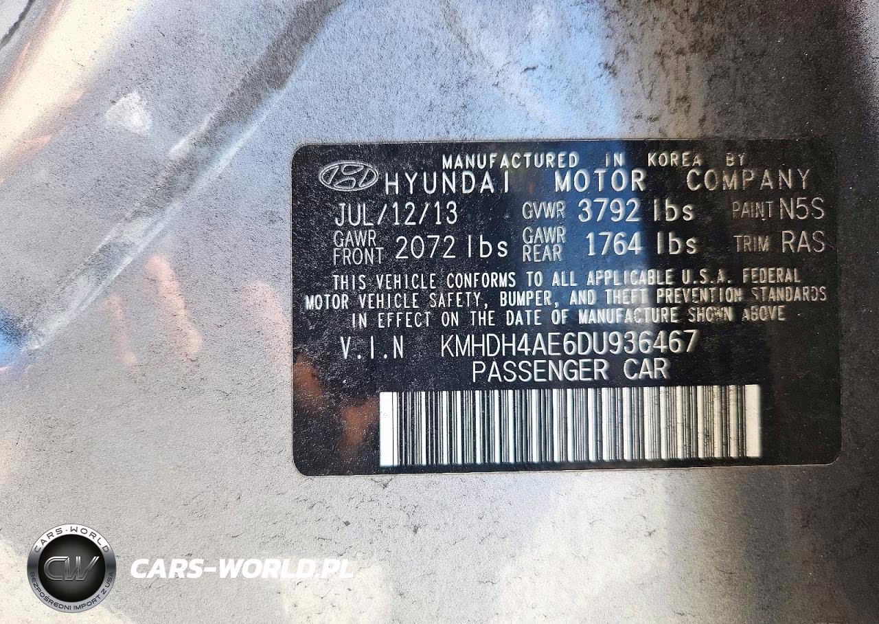 2013 Hyundai Elantra Limited VIN:KMHDH4AE6DU936467 - 13