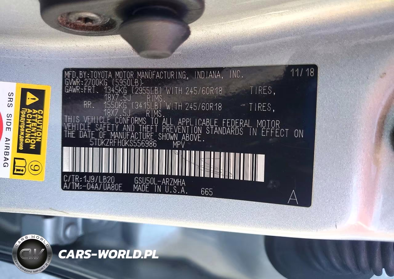 2019 Toyota Highlander Xle VIN:5TDKZRFH0KS556986 - 12