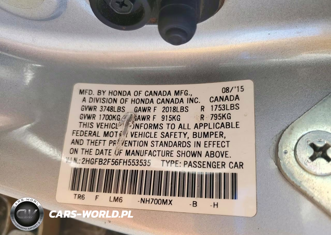 2015 Honda Civic Lx VIN:2HGFB2F56FH553535 - 12