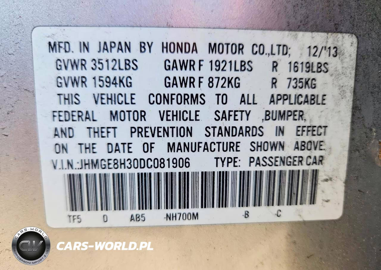 2013 Honda Fit VIN:JHMGE8H30DC081906 - 12