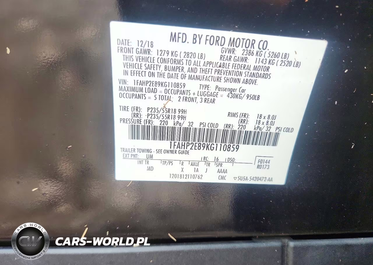 2019 Ford Taurus Sel VIN:1FAHP2E89KG110859 - 12
