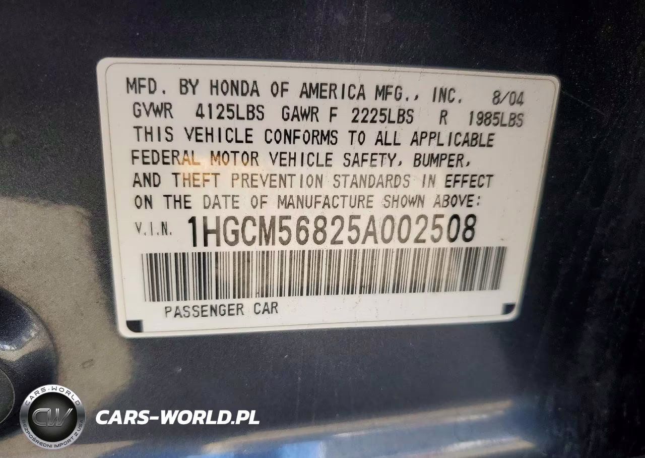 2005 Honda Accord Ex VIN:1HGCM56825A002508 - 12