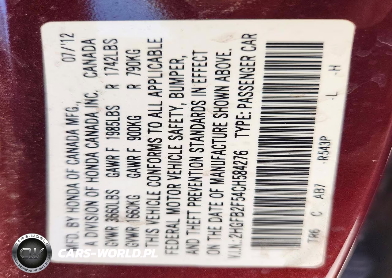 2012 Honda Civic Lx VIN:2HGFB2F54CH584276 - 12