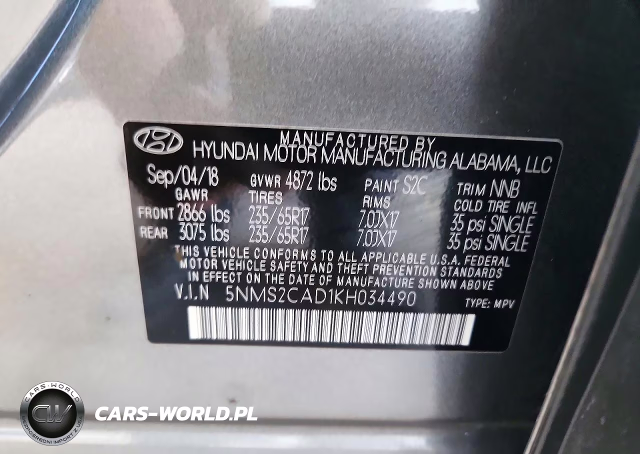 2019 Hyundai Santa Fe Se VIN:5NMS2CAD1KH034490 - 13