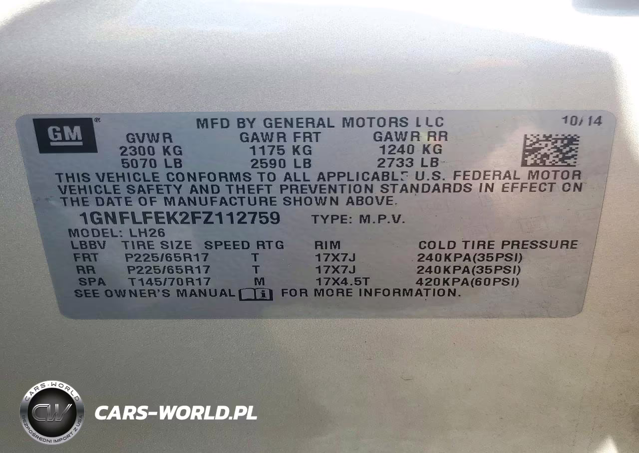 2015 Chevrolet Equinox Lt VIN:1GNFLFEK2FZ112759 - 13