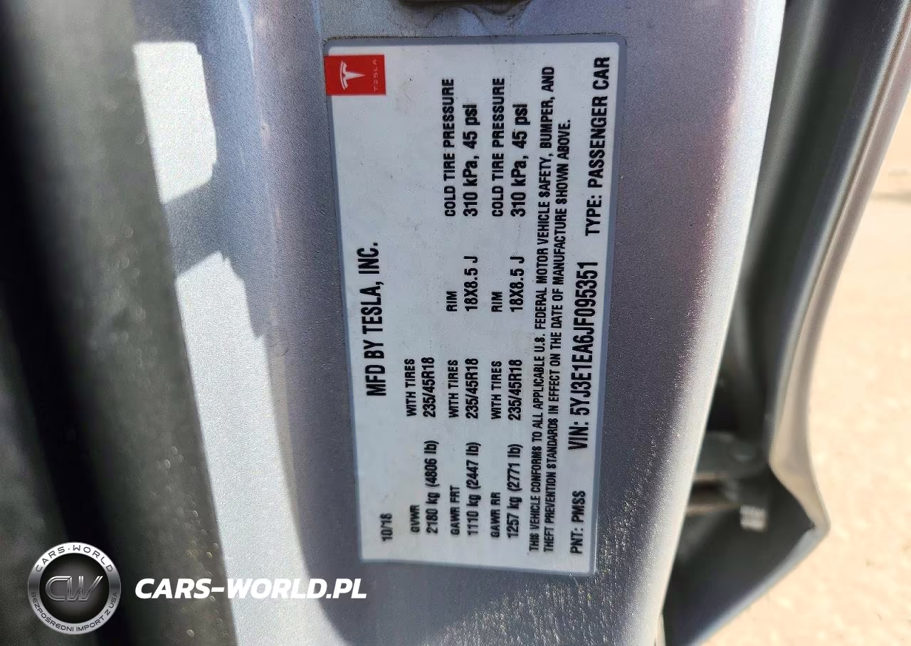2018 Tesla Model 3 VIN:5YJ3E1EA6JF095351 - 12
