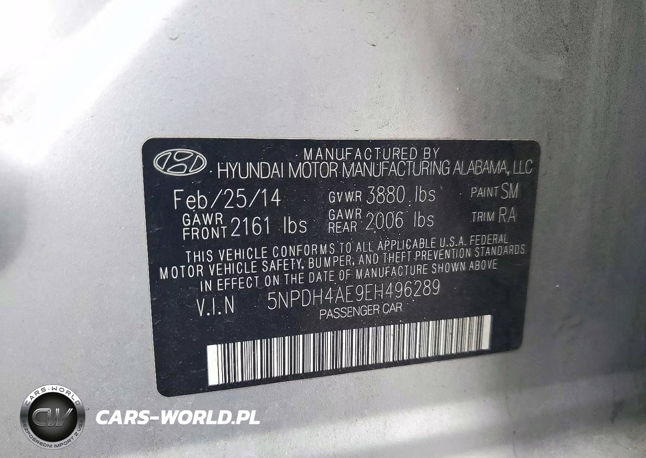 2014 Hyundai Elantra Se VIN:5NPDH4AE9EH496289 - 12