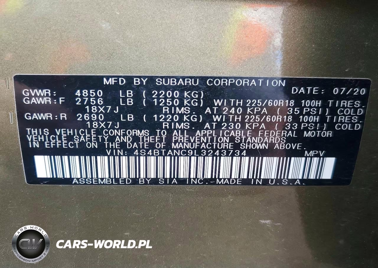 2020 Subaru Outback Limited VIN:4S4BTANC9L3243734 - 14