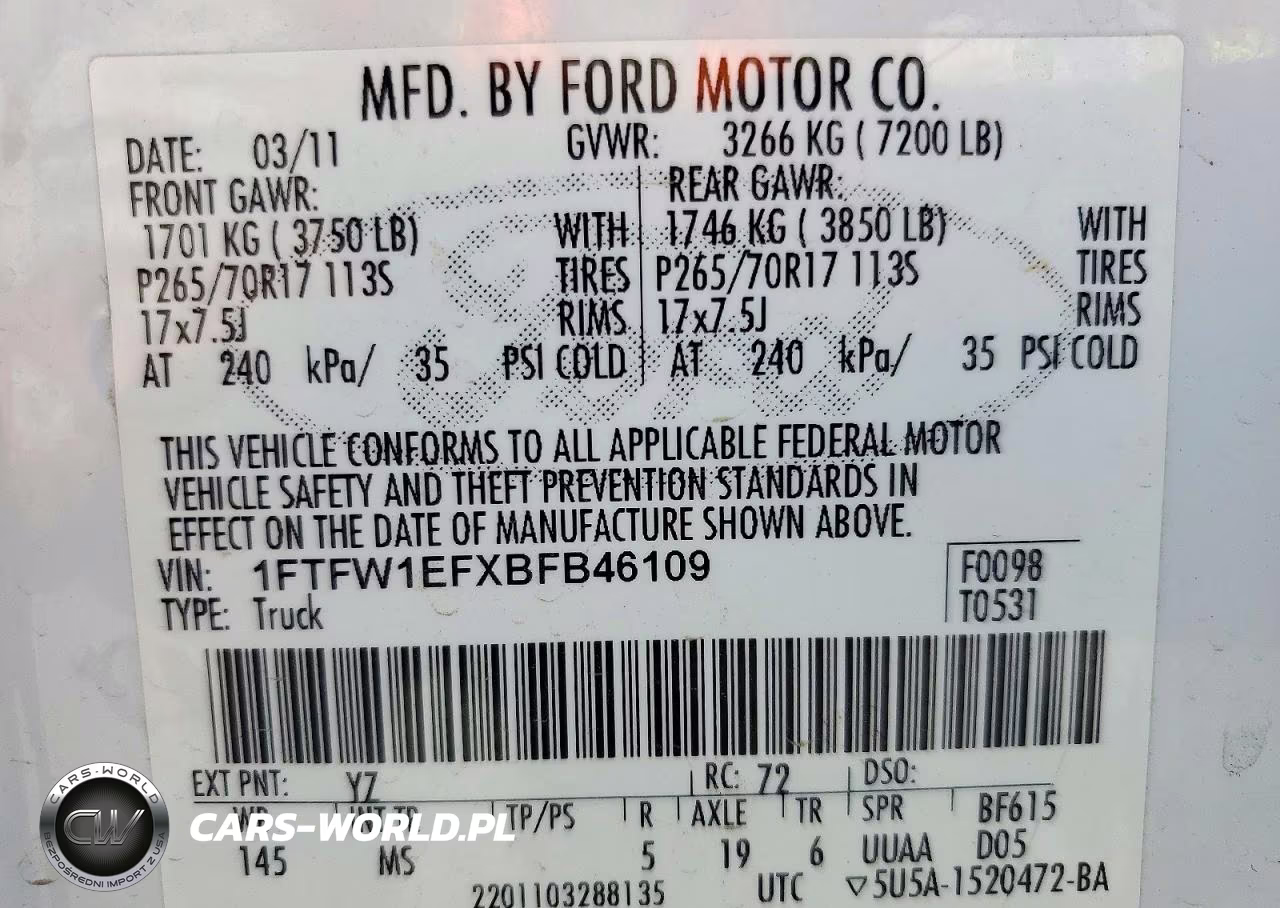 2011 Ford F150 Supercrew VIN:1FTFW1EFXBFB46109 - 12