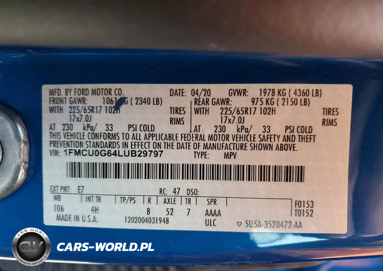 2020 Ford Escape Se VIN:1FMCU0G64LUB29797 - 13